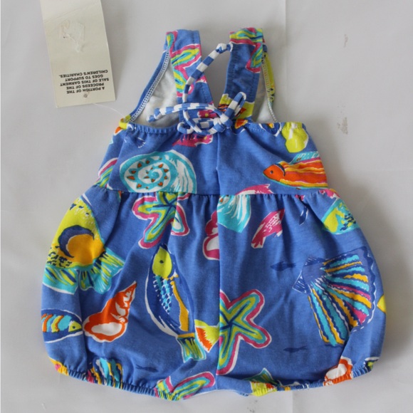 Blue Fish Print Girl Friends By Anita G Overalls Size 6 - Picture 2 of 6